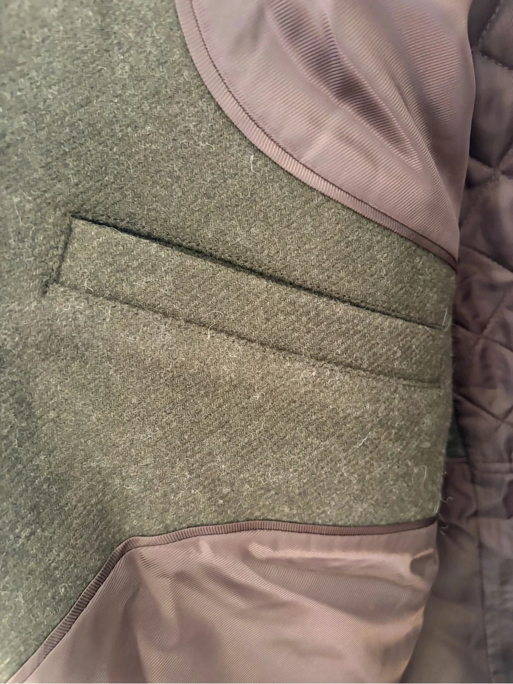 Banana Republic Wool Blend Quilted Lined Donkey Coat Jacket Men’s Olive